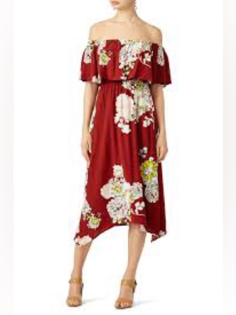 ASTR The Label Off-Shoulder Floral Midi Dress Sz-S - Picture 1 of 12